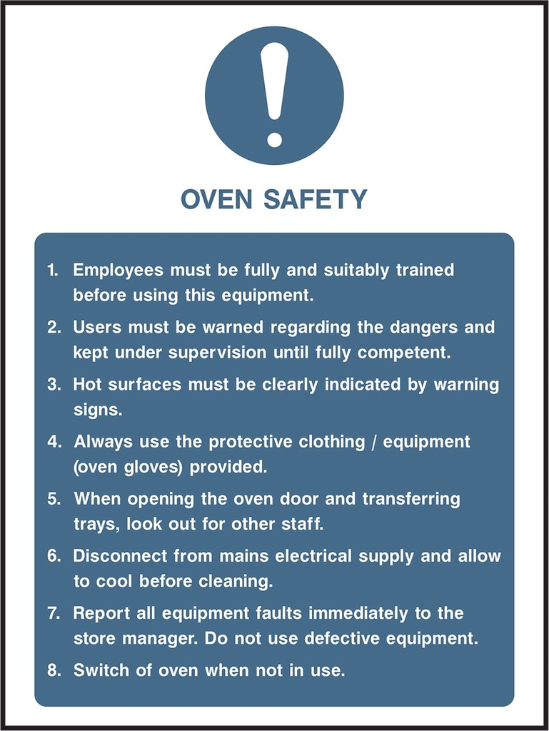 Food Preparation, Storage & Kitchen Safety Signs