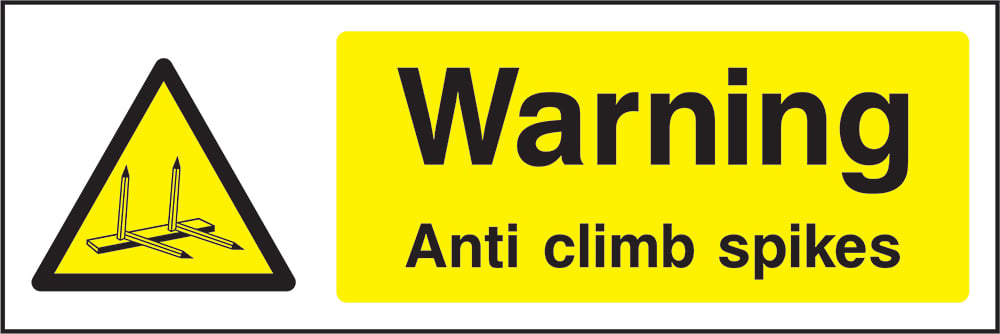 Signage: Warning Anti Climb Spikes (GENE1_0044)