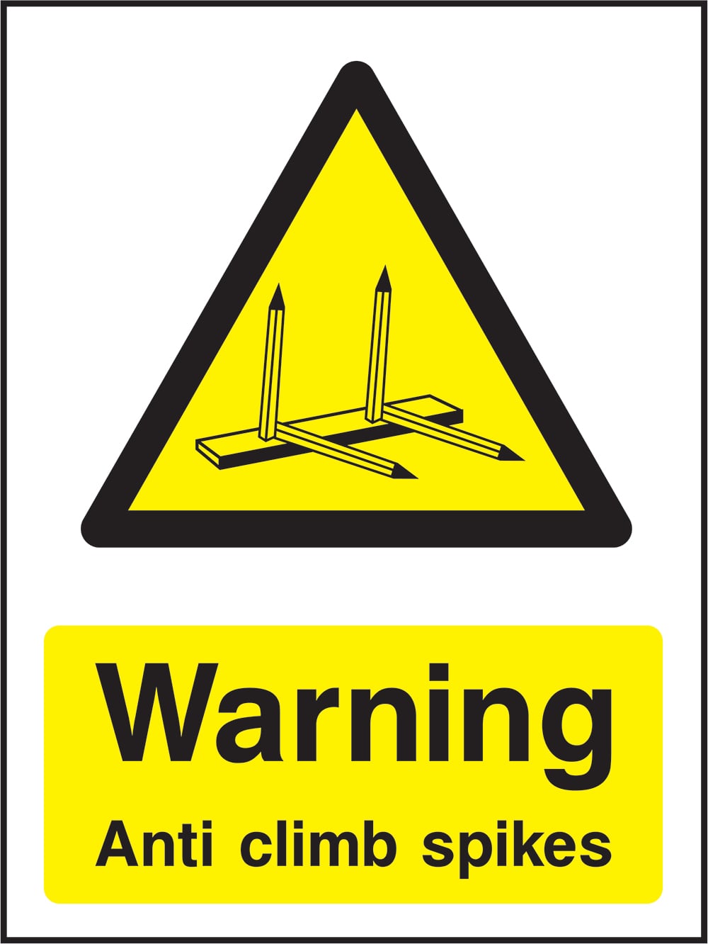 Signage: Warning Anti Climb Spikes (GENE1_0091)