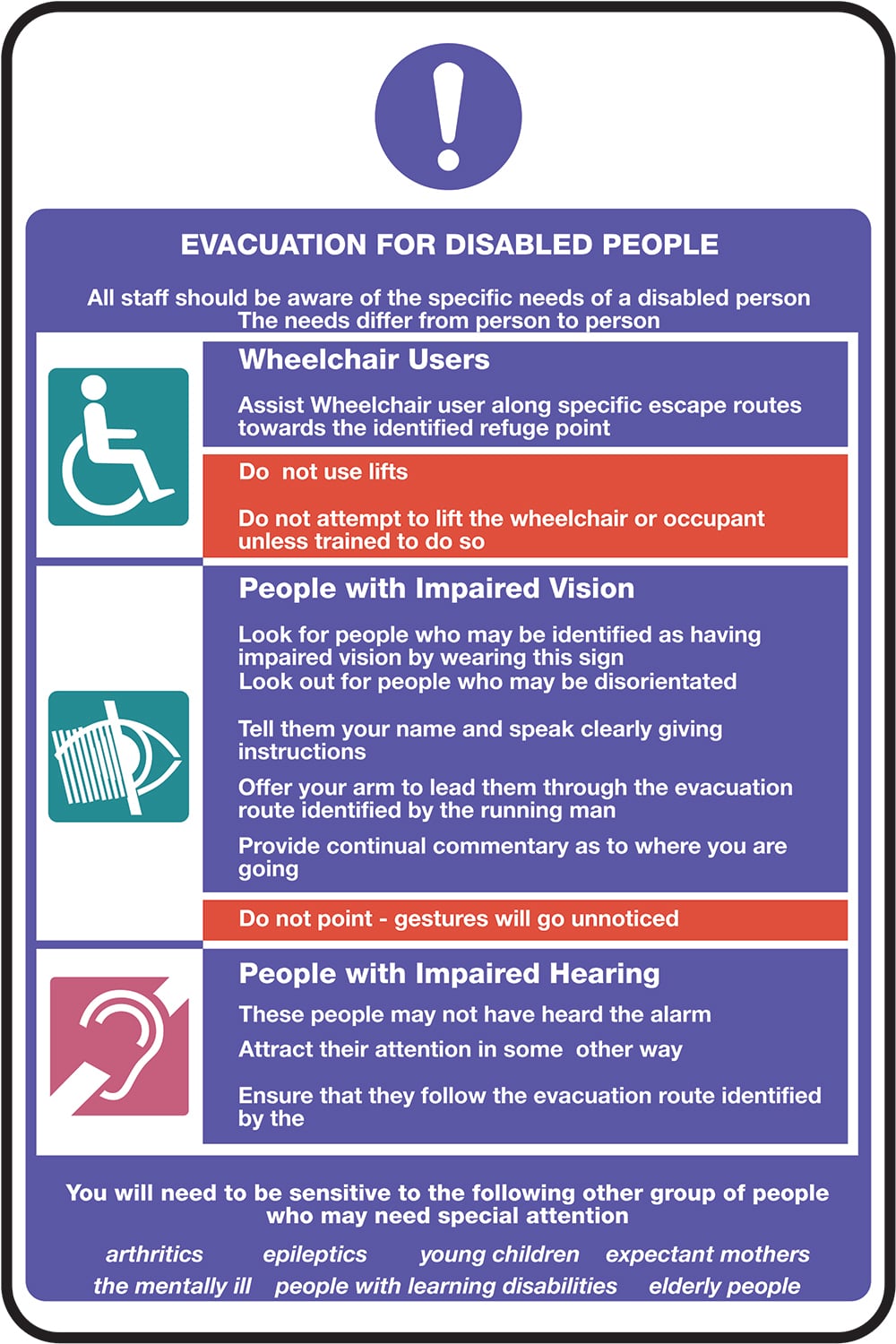 Signage: Evacuation For Disabled People (DDA0027)