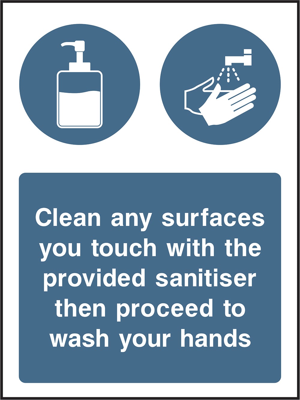 Signage: Clean Surfaces and Wash Hands (COVI0021)