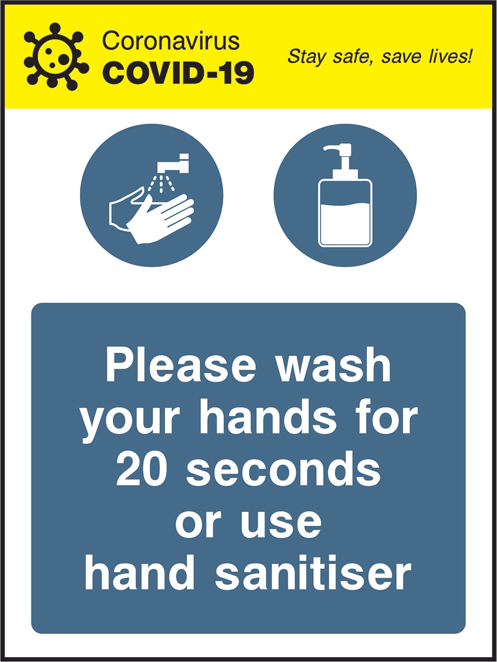 Signage: Wash Hands Or Use Sanitiser (COVI0027)