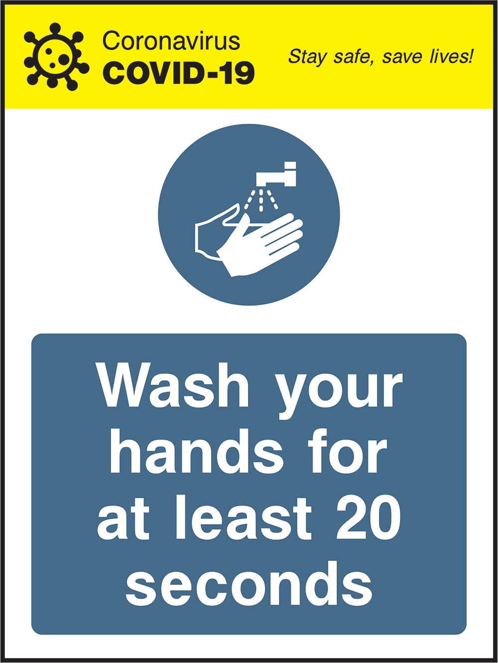 Signage: Wash Your Hands 20 Seconds (COVI0029)