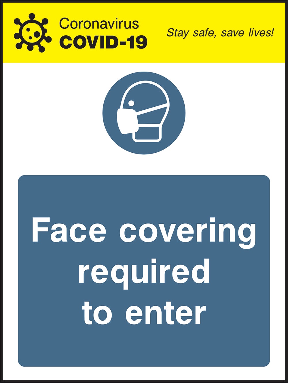 Signage: Face Covering Required to Enter (COVI0037)