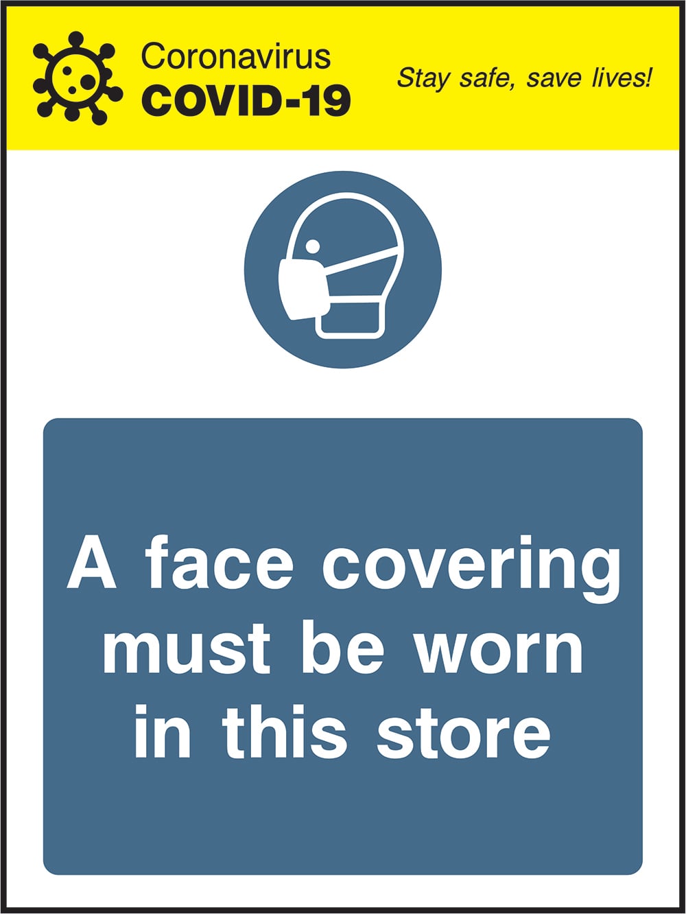 Signage: Face Covering Must Be Worn (COVI0038)
