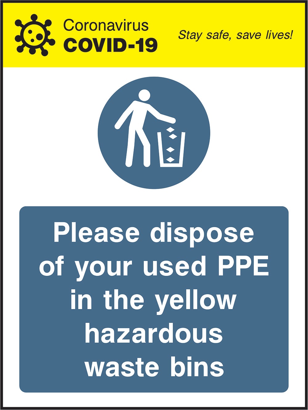 Signage: Dispose Used PPE (COVI0042)