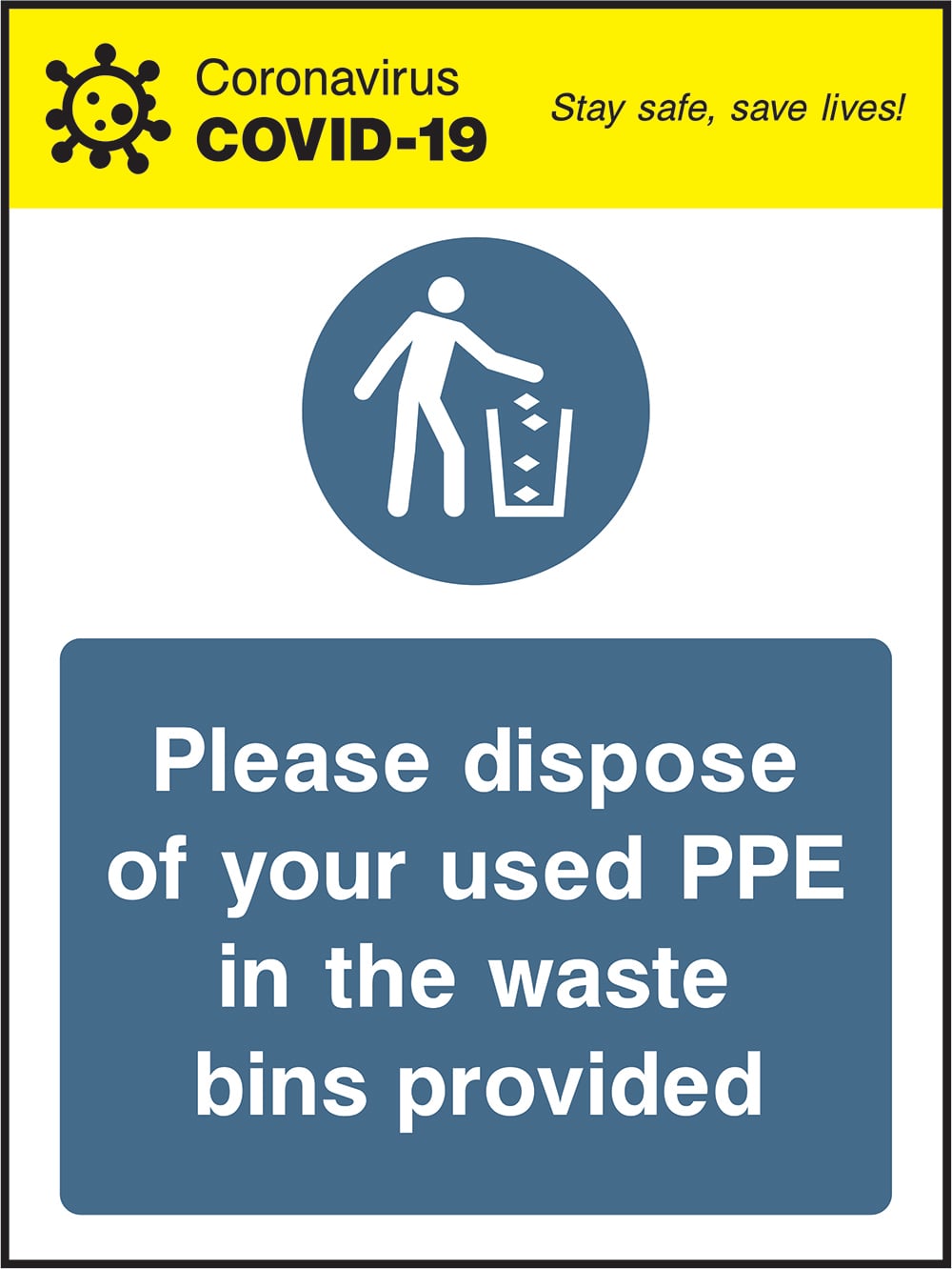 Signage: Dispose Used PPE (COVI0043)