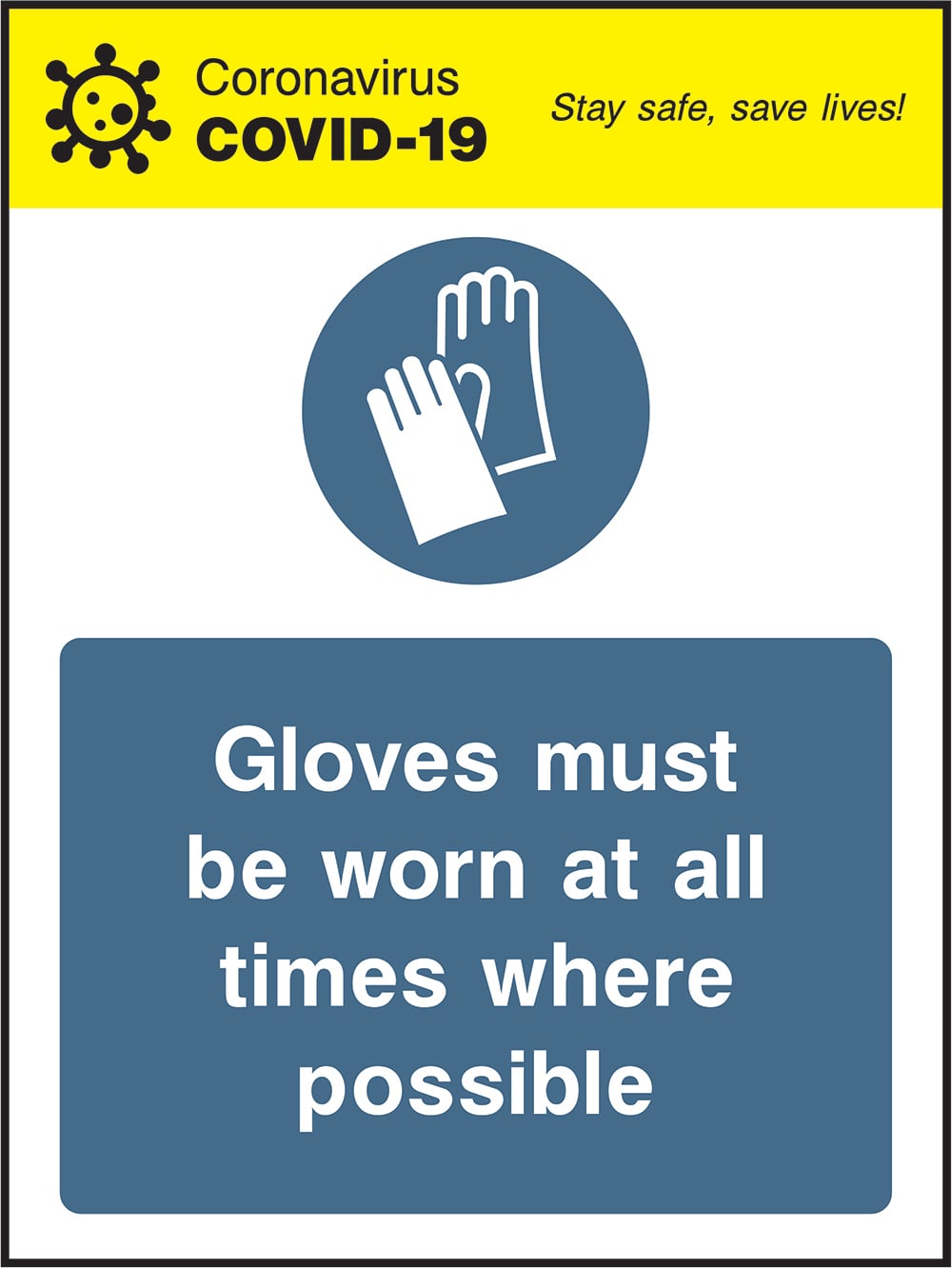 Signage: Gloves Must Be Worn (COVI0044)