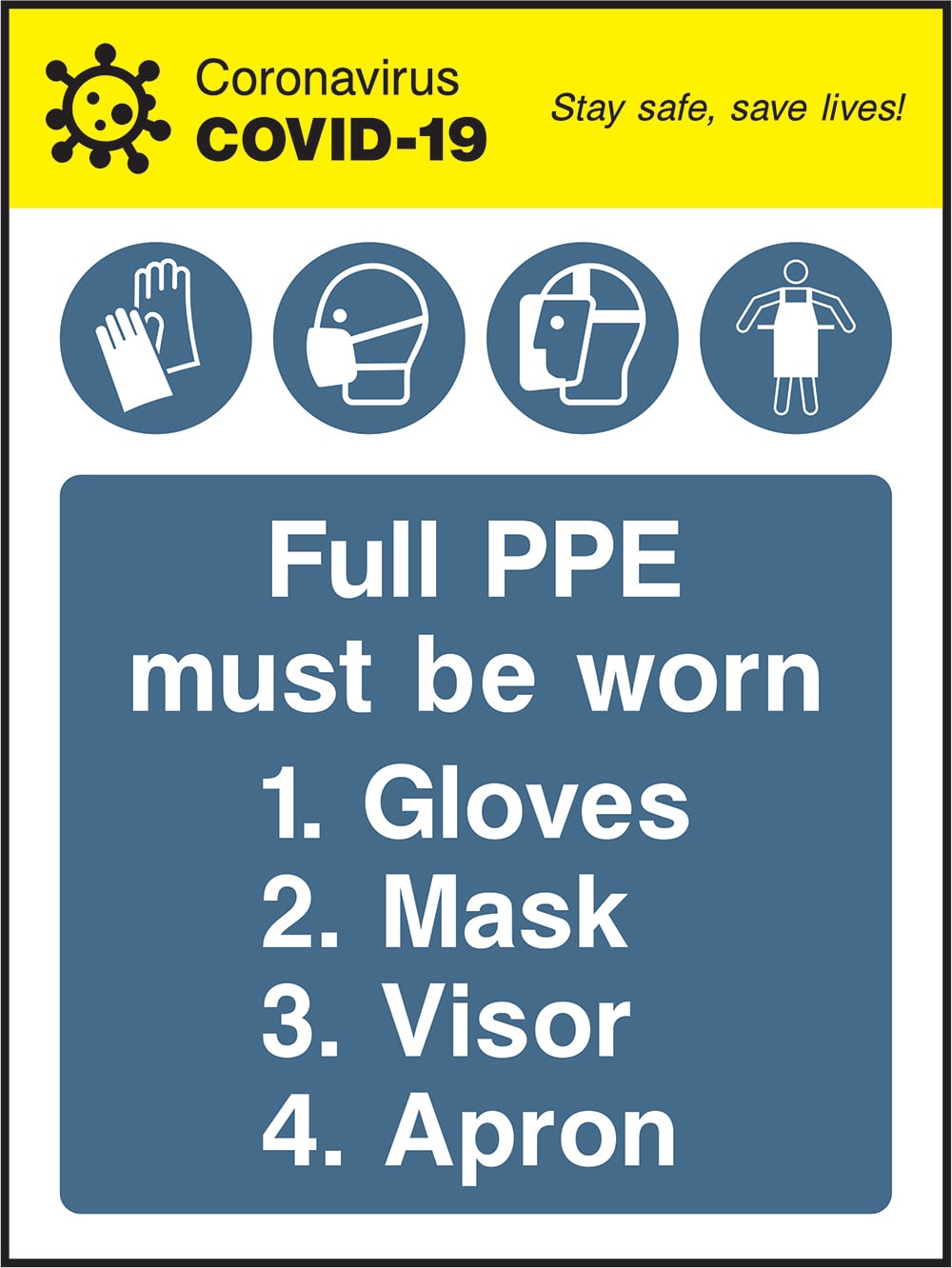 Signage: Full PPE Must Be Worn (COVI0049)