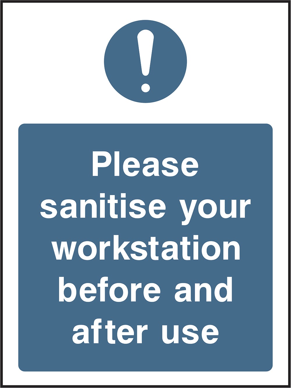 Signage: Sanitise Workstation Before and After Use (COVI0053)
