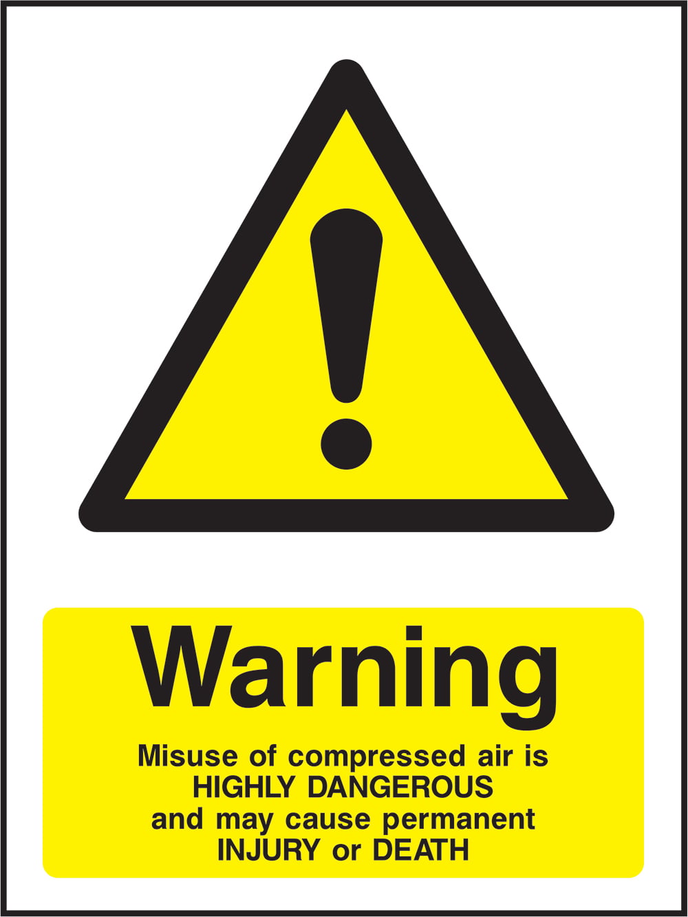 Signage: Warning Compressed Air Hazard (CHEM0073)