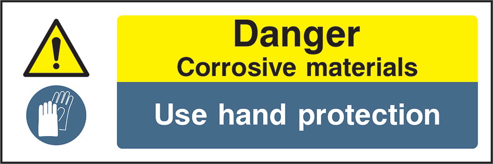 Signage: Danger Corrosive Materials Use Hand Protection (CHEM0094)