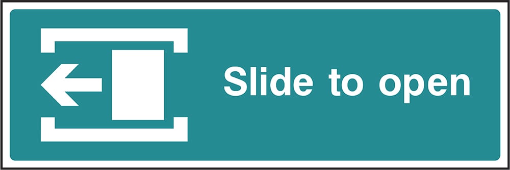 Signage: Slide to Open Left (EMER0037)