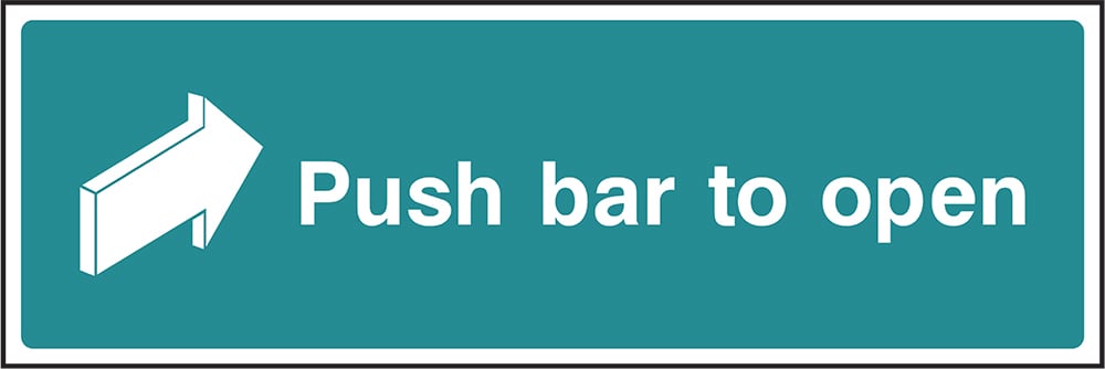 Signage: Push Bar to Open Right (EMER0039)