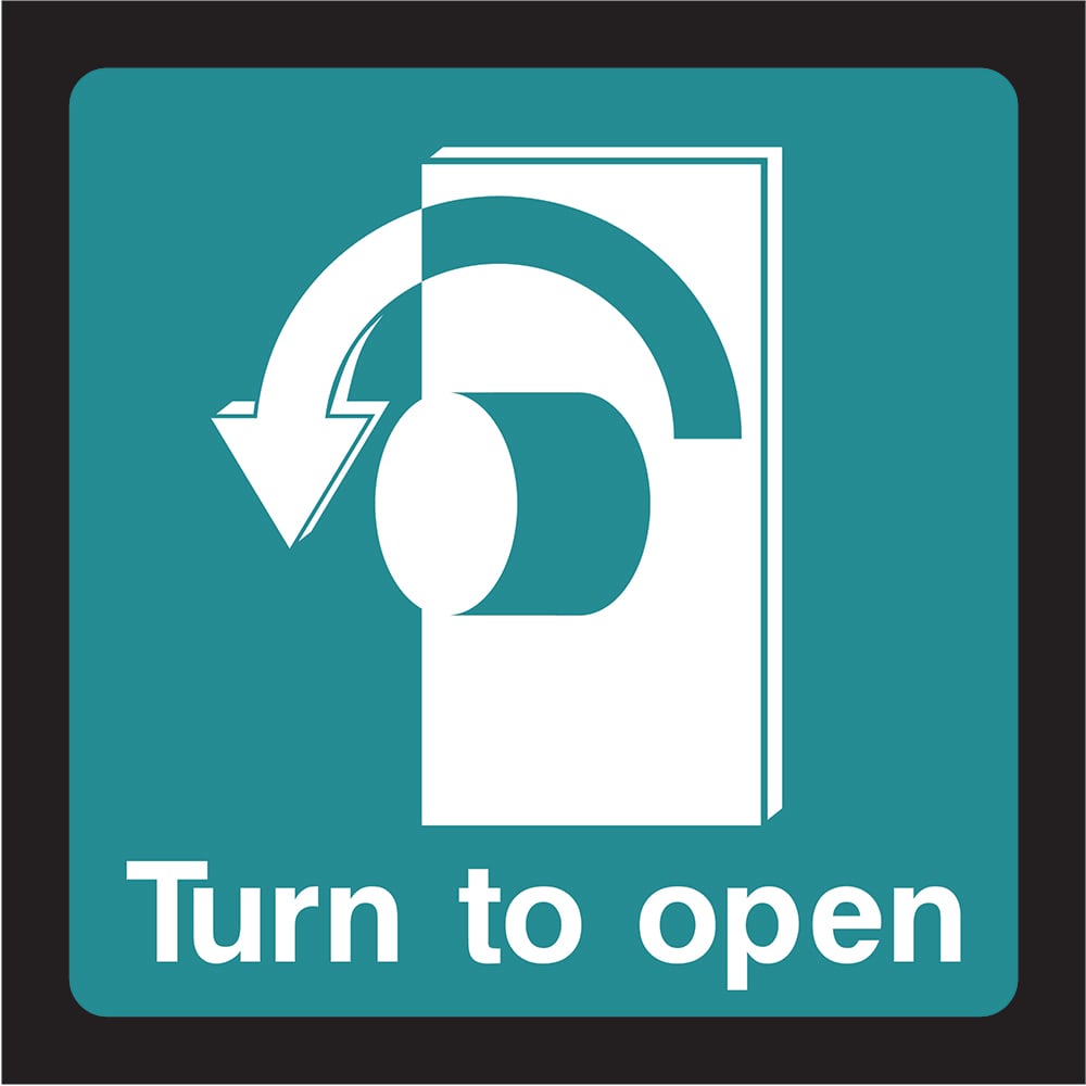 Signage: Turn to Open (EMER0049)