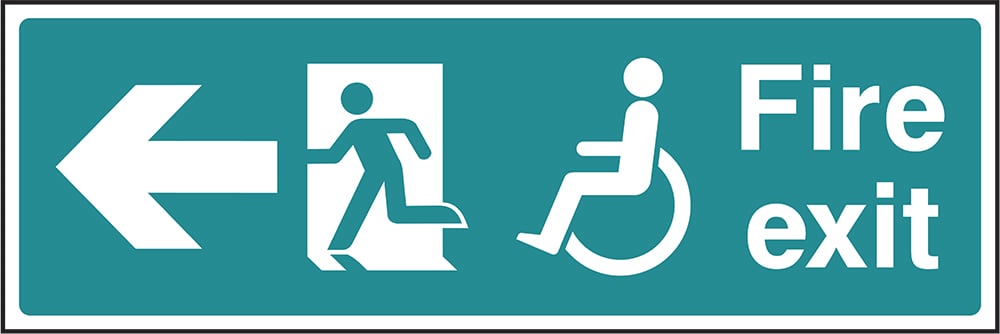 Signage: Fire Exit Left Disabled Access (EMER0068)
