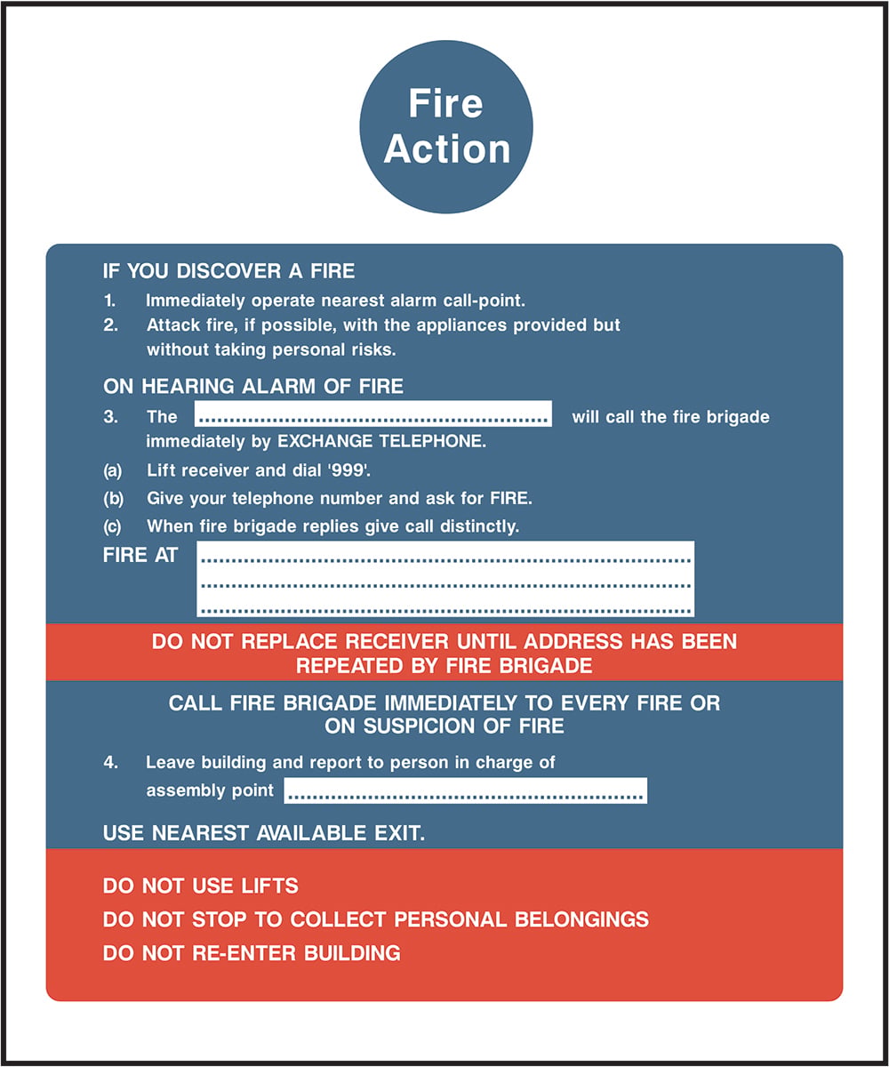Signage: Fire Action Instructions (FACT0010)