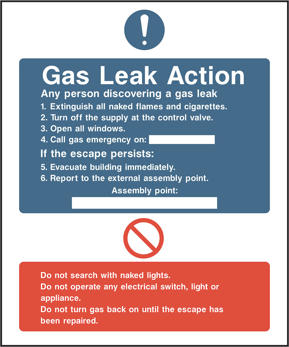 Signage: Gas Leak Action (FACT0012)