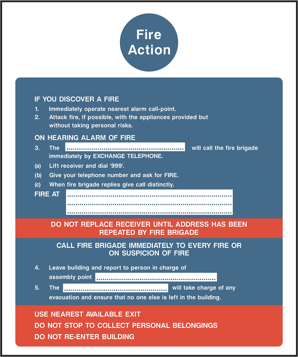Signage: Fire Action Instructions (FACT0013)