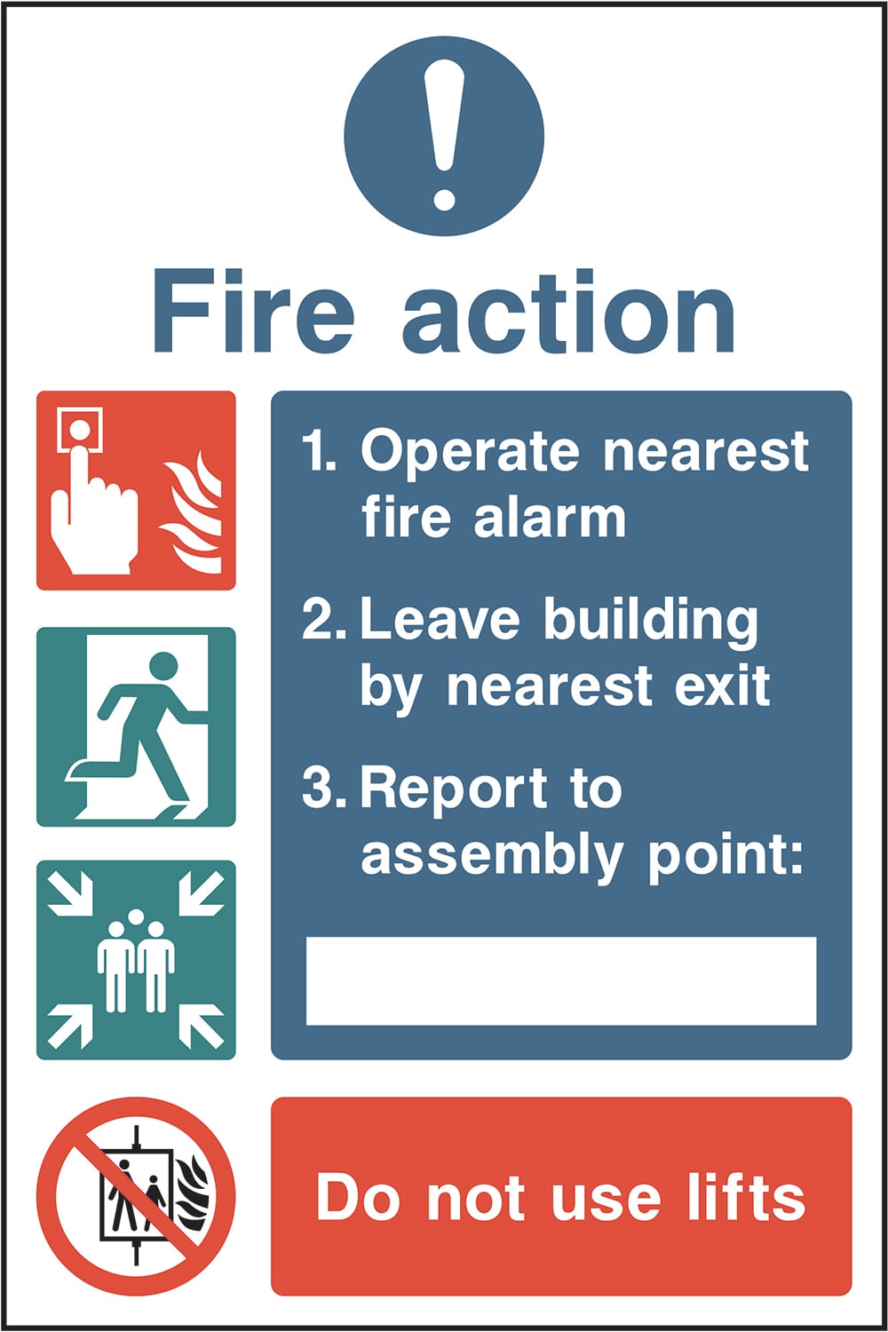 Signage: Fire Action Do Not Use Lifts (FACT0023)