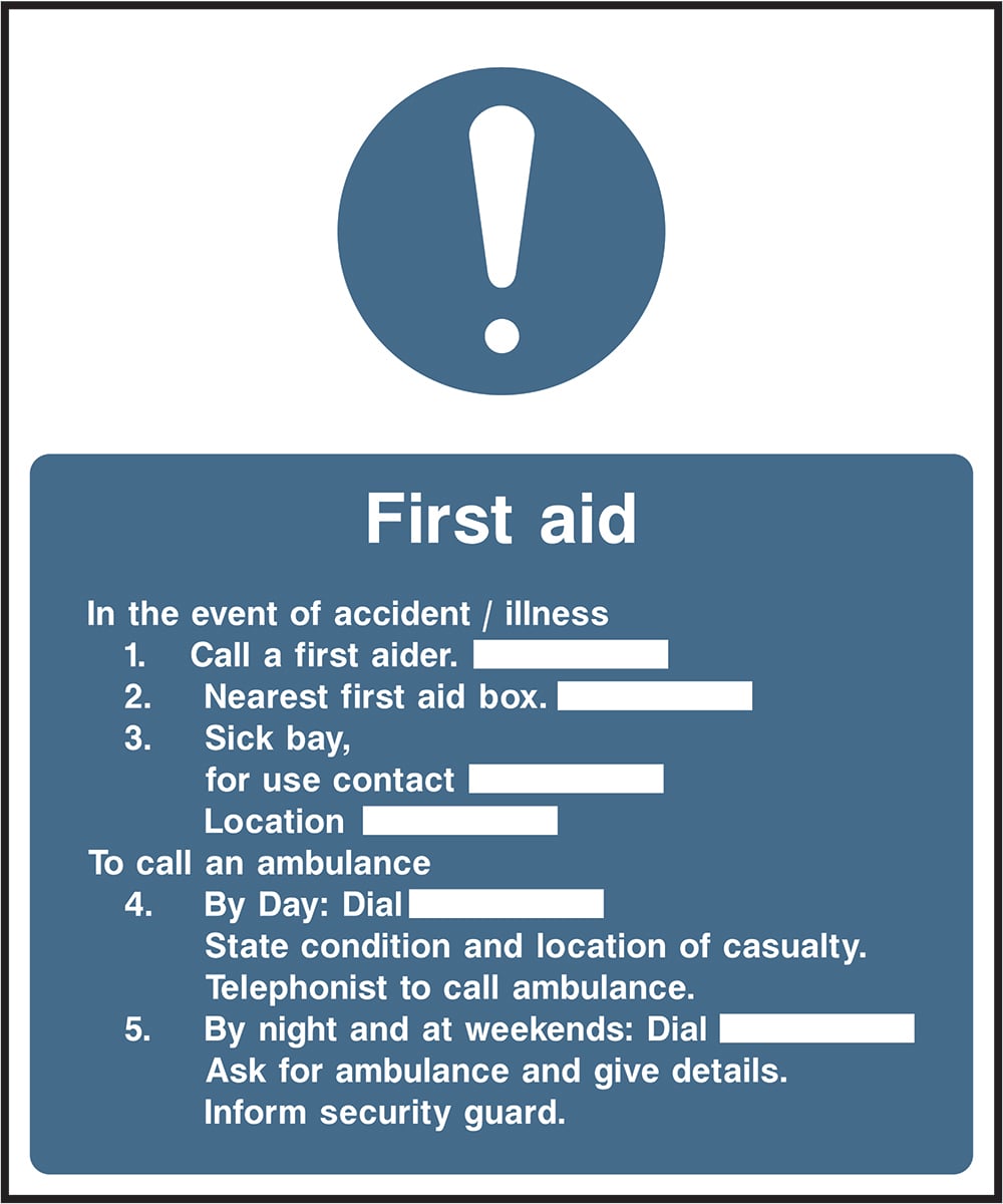Signage: First Aid Instructions (FAID0041)