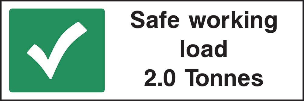 Signage: Safe Working Load 2 Tonnes (GARA0010)