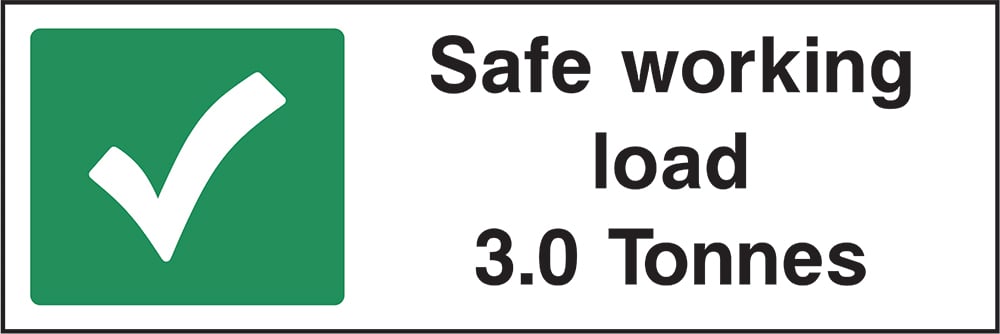 Signage: Safe Working Load 3 Tonnes (GARA0011)