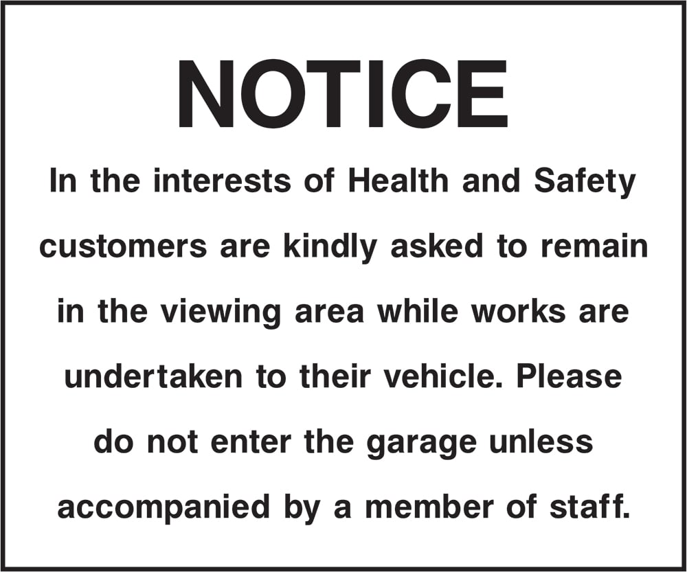 Signage: Notice Customers Remain in Viewing Area (GARA0041)