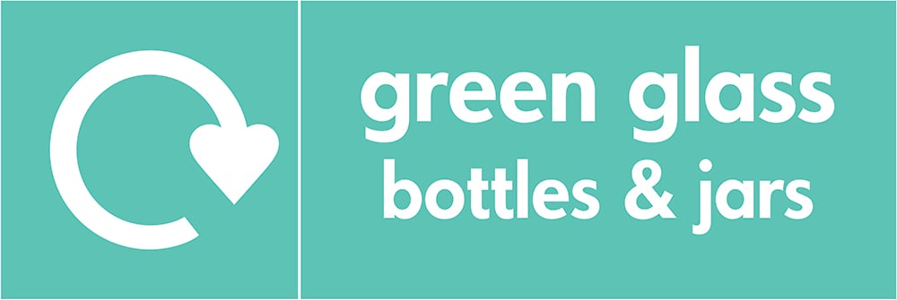 Signage: Green Glass Bottles & Jars (GLAS0013)