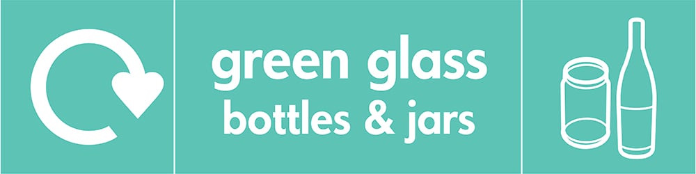 Signage: Green Glass Bottles & Jars (GLAS0014)