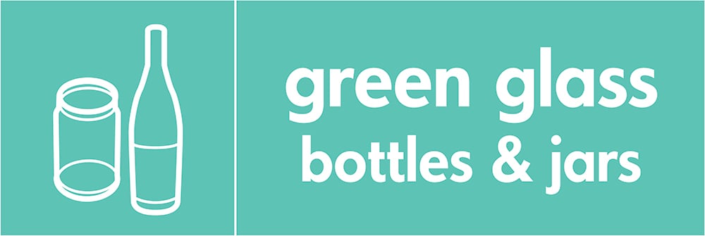 Signage: Green Glass Bottles & Jars (GLAS0015)