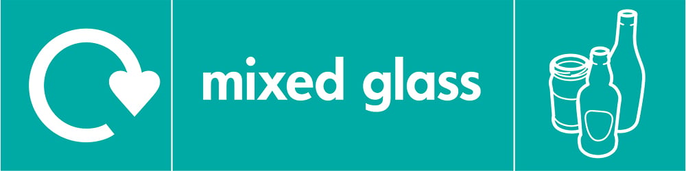 Signage: Mixed Glass Recycling (GLAS0019)