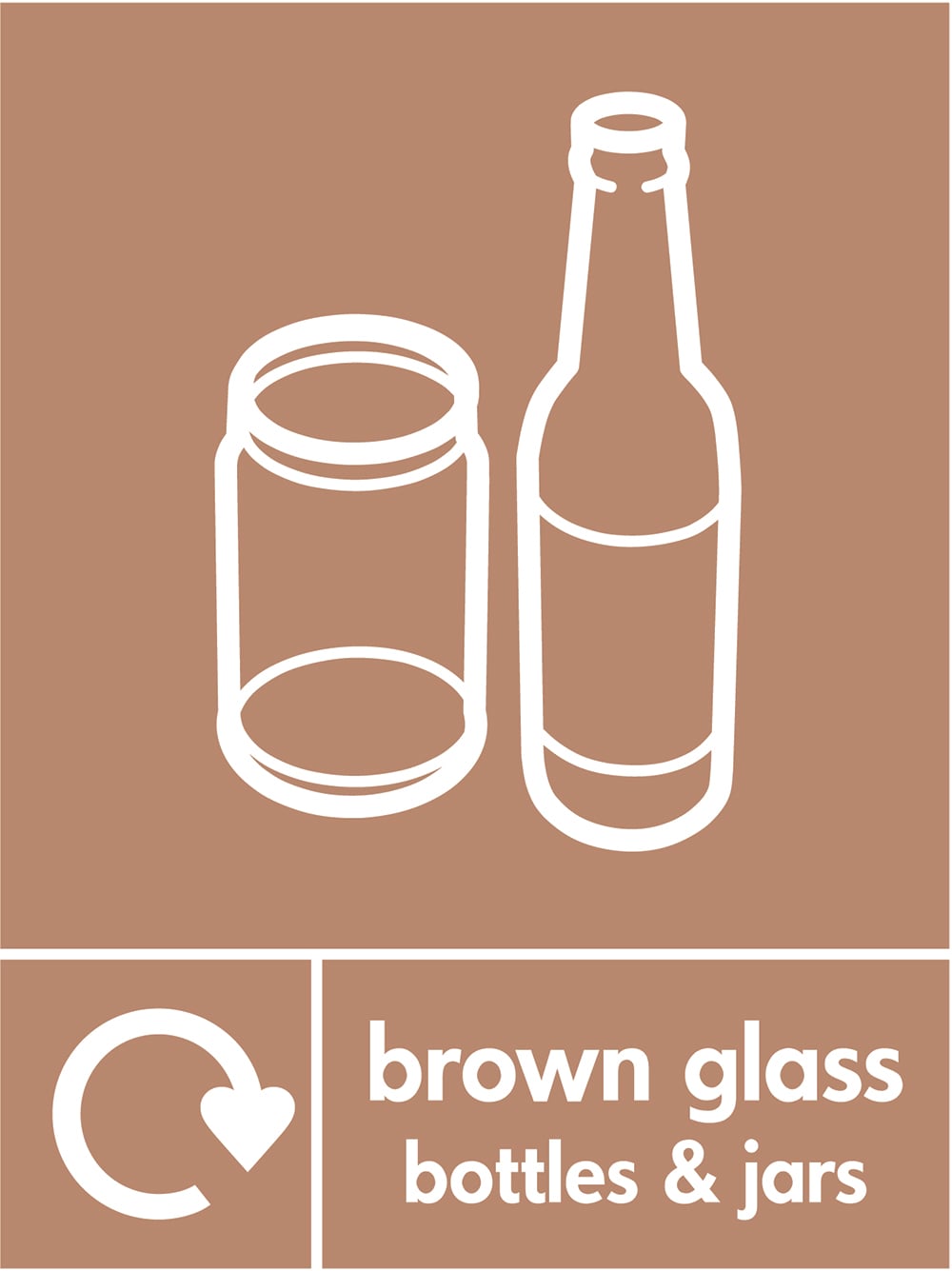 Signage: Brown Glass Bottles & Jars (GLAS0024)