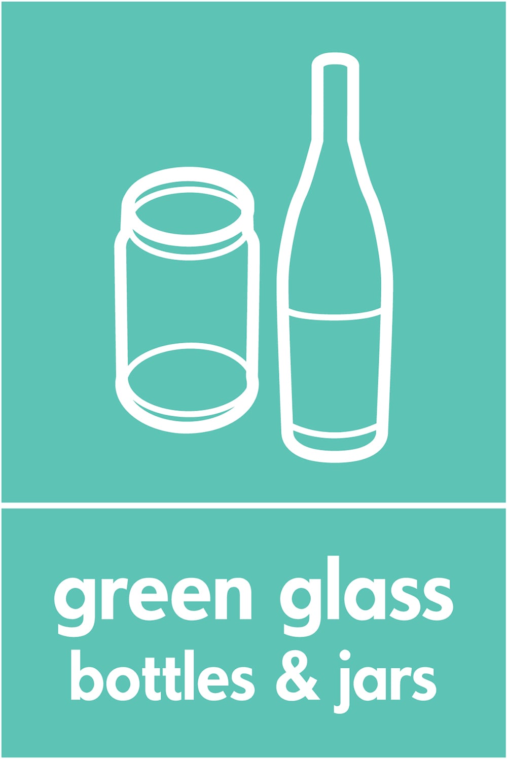 Signage: Green Glass Bottles & Jars (GLAS0035)