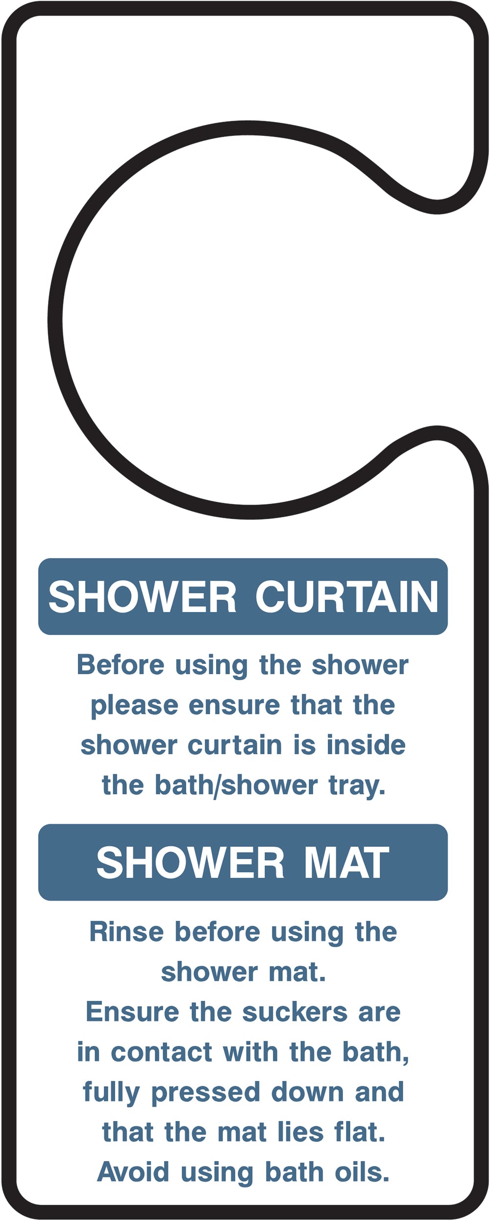 Signage: Shower Curtain and Mat Instructions (HOTE0009)