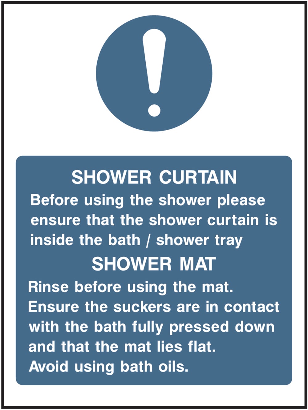 Signage: Shower Curtain and Mat Instructions (HOTE0018)