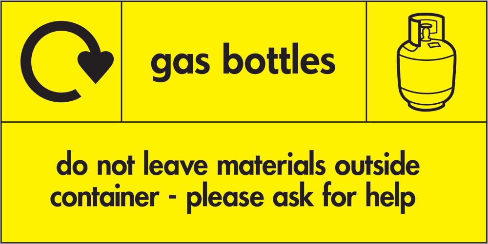 Signage: Gas Bottles Do Not Leave Materials (HAZA0015)