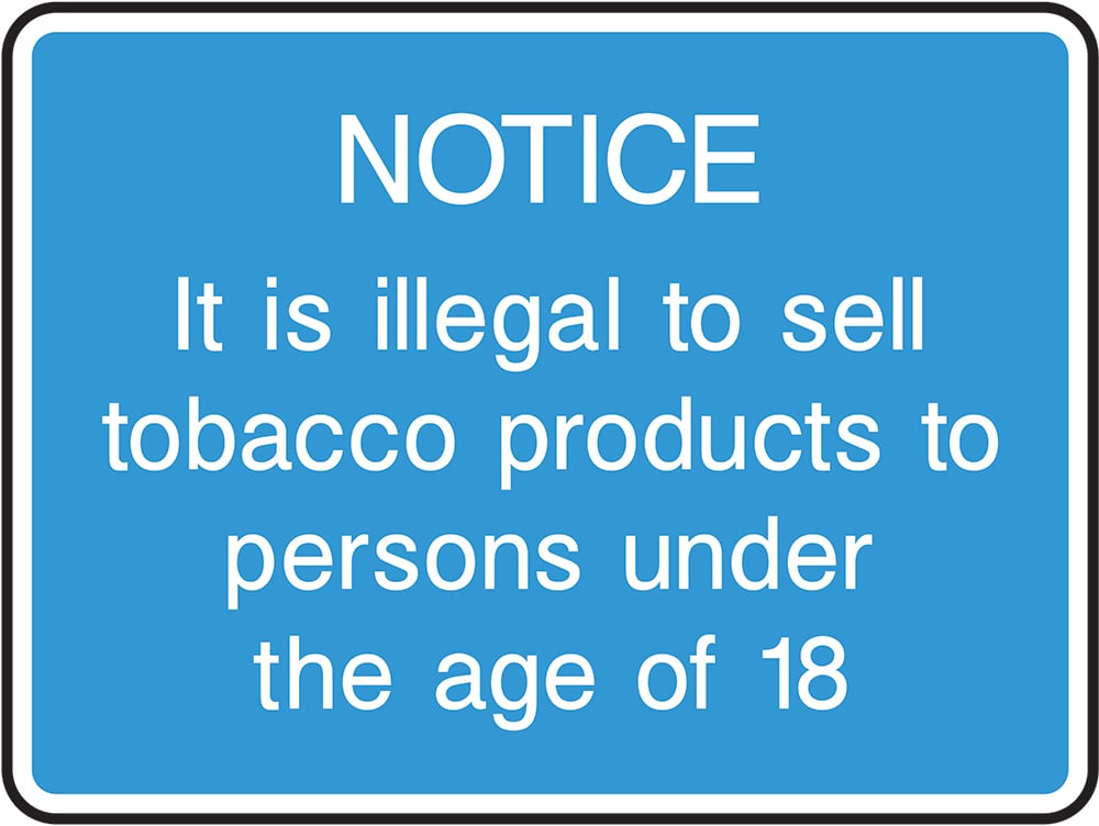 Signage: No Tobacco Under 18 (INFO0068)