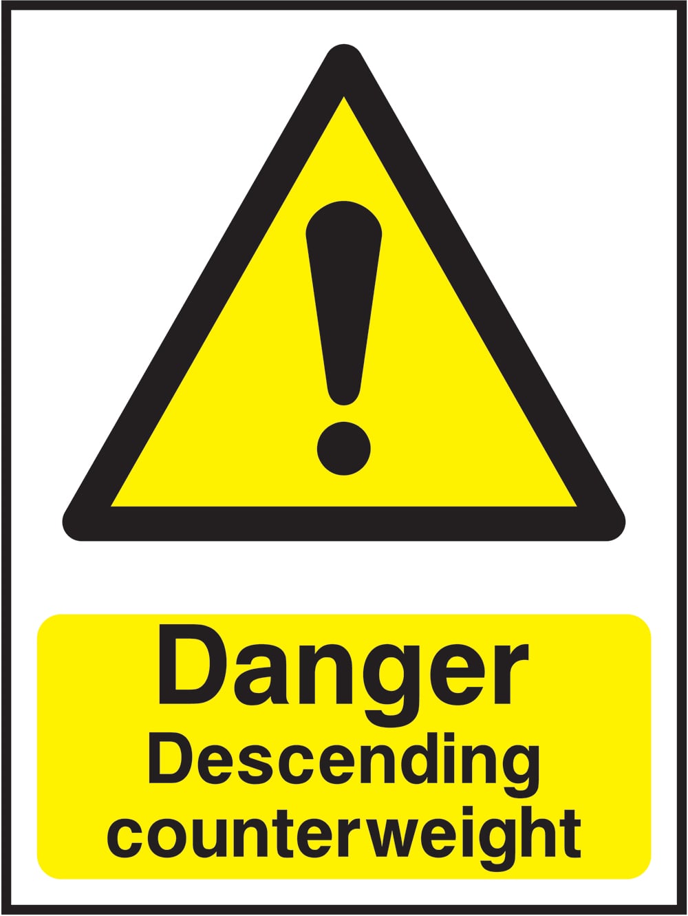 Signage: Danger Descending Counterweight (LIFT0006)