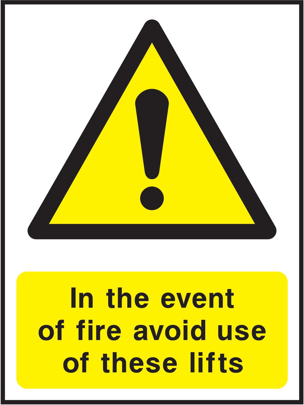 Signage: Avoid Use of Lifts in Fire (LIFT0012)