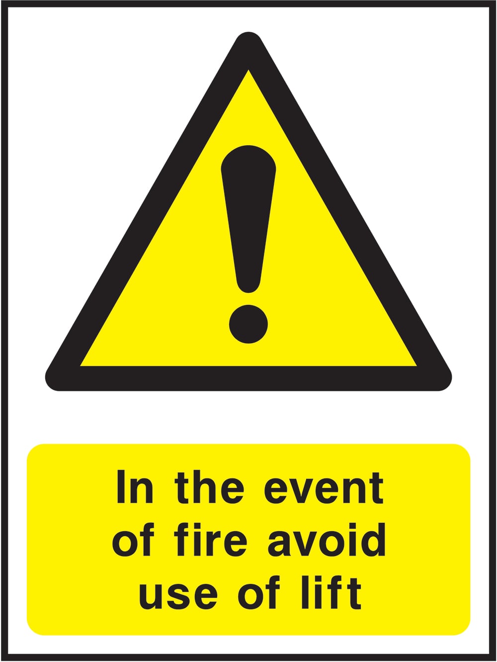 Signage: Avoid Use of Lift in Fire (LIFT0013)