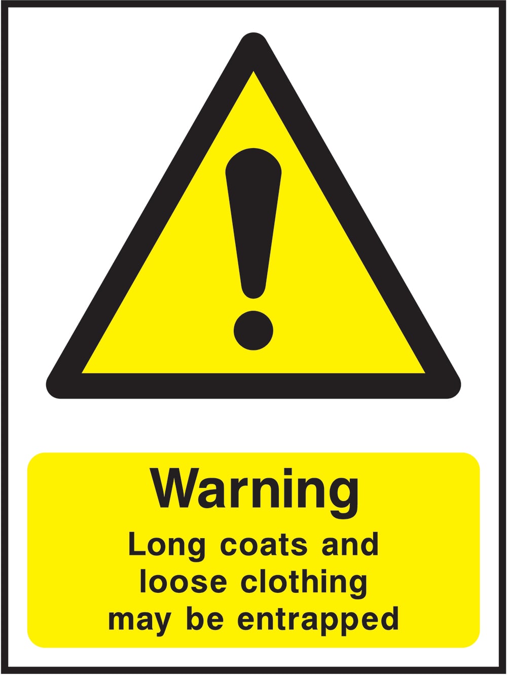 Signage: Warning Long Coats Entrapment (LIFT0014)