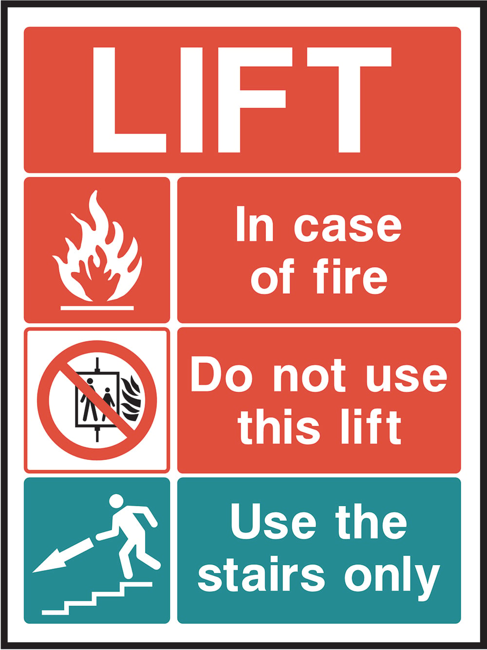 Signage: Do Not Use Lift in Fire (LIFT0025)