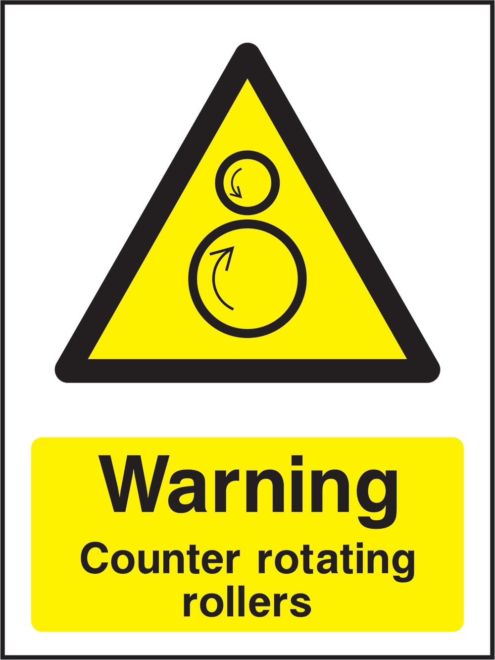 Signage: Warning Counter Rotating Rollers (MACH2_1_0028)