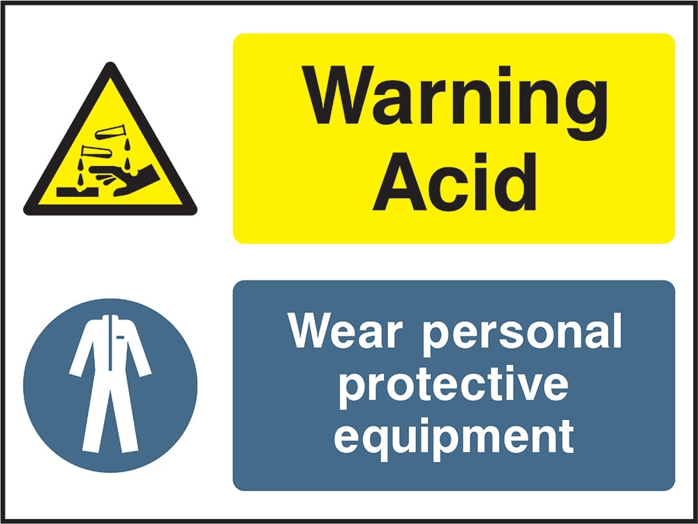 Signage: Warning Acid PPE Required (PROT0020)