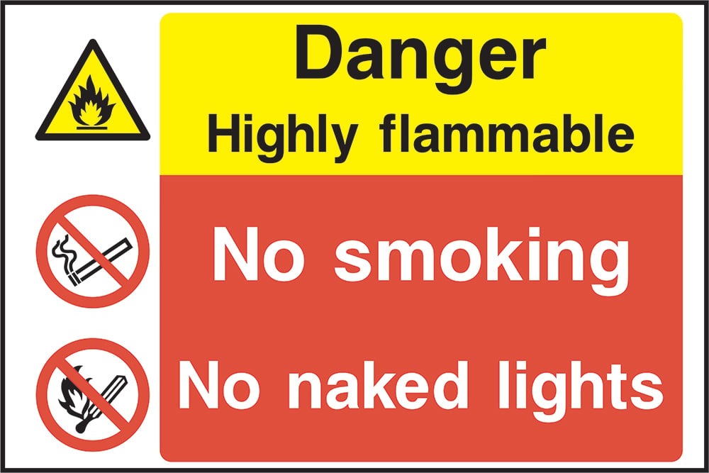 Signage: Danger Highly Flammable No Smoking No Naked Lights (MULT0027)