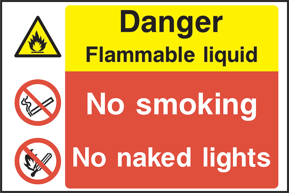Signage: Danger Flammable Liquid No Smoking No Naked Lights (MULT0028)