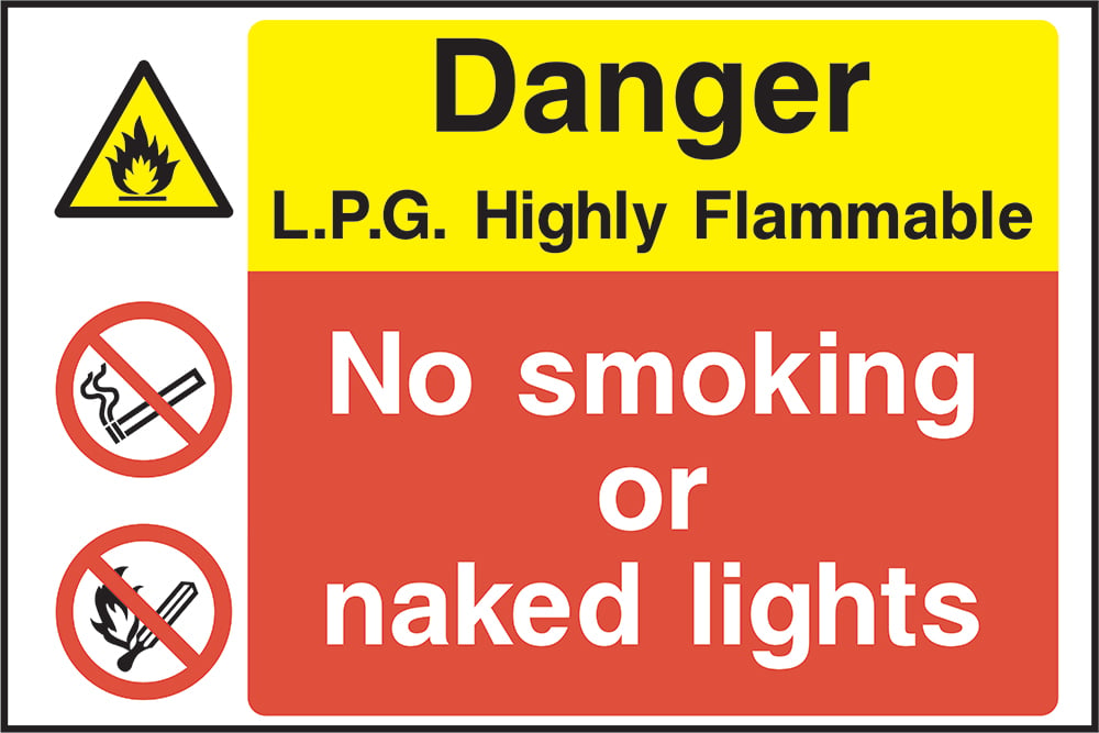 Signage: Danger Lpg No Smoking Or Naked Lights (MULT0029)