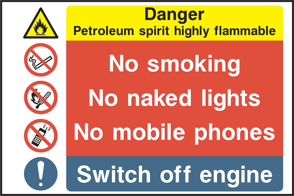 Signage: No Smoking No Naked Lights No Mobile Phones Switch Off Engine (MULT0033)