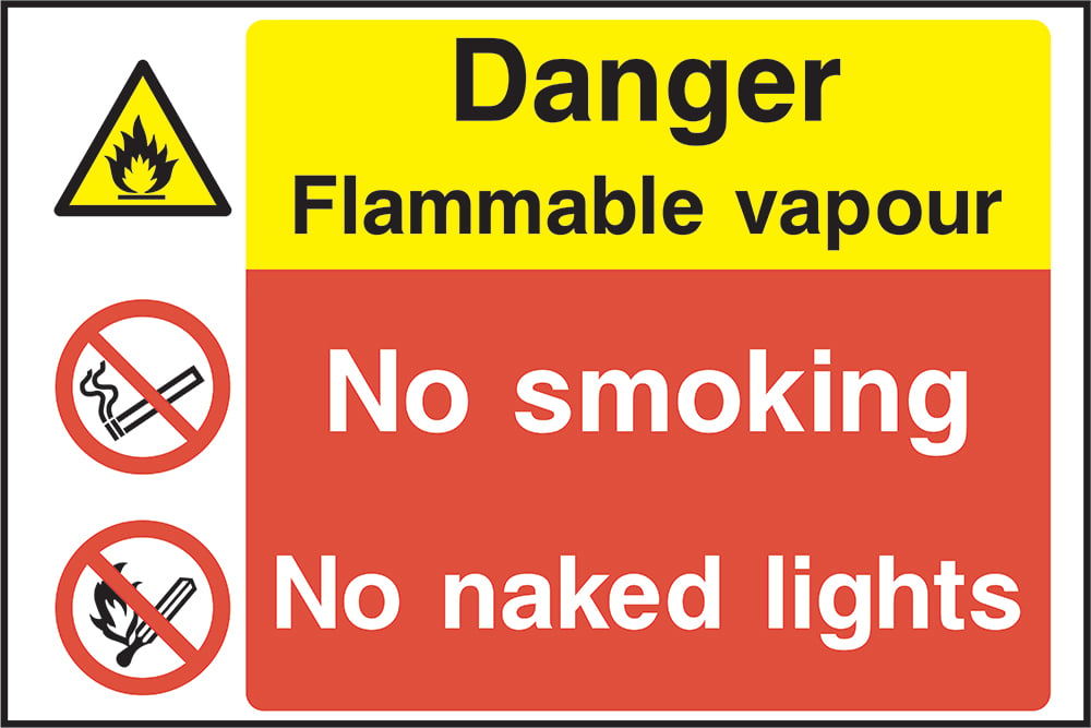 Signage: Danger Flammable Vapour No Smoking No Naked Lights (MULT0035)